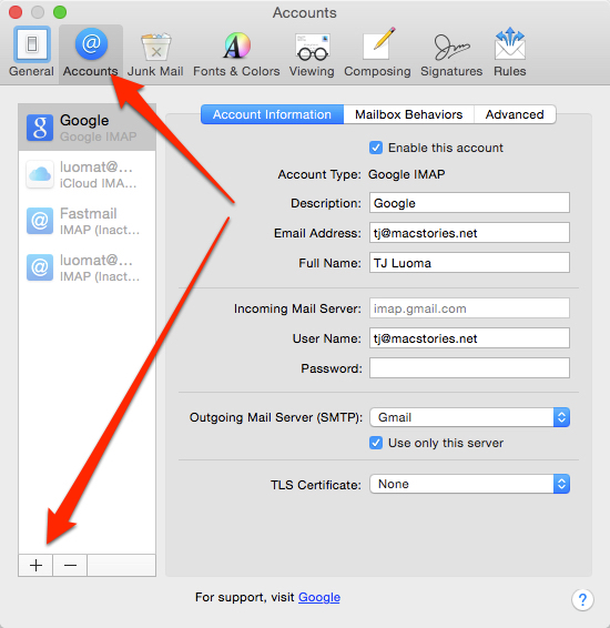 setting up mac mail for gmail